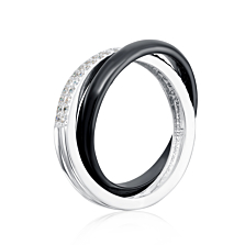Серебряное кольцо с керамикой и фианитами. Артикул SR2861-B-R/12/1