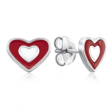 Срібні сережки-пусети «Серце» з емаллю. Артикул E3940-E/12/391