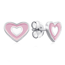 Срібні сережки-пусети «Серце» з емаллю. Артикул E3940-E/12/1095