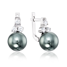 Срібні сережки з перлами. Артикул 20071ч