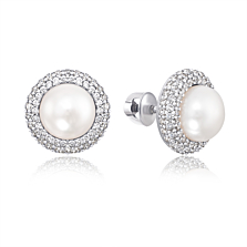 Срібні сережки-пусети з перлами. Артикул 2270/9р-PWT