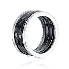 Серебряное кольцо с керамикой и фианитами. Артикул SR1235-B-R/12/1