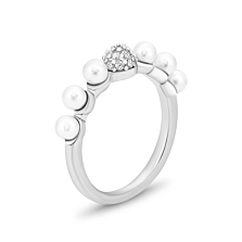 Серебряное кольцо с жемчугом и фианитами. Артикул UG5SR38475-W