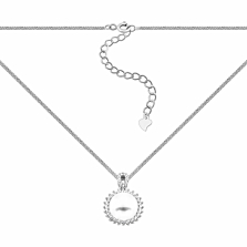 Cрібне кольє з перлами і фіанітами.Артикул UG5SN01204