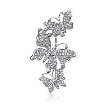 Срібна брошка «Метелик» з фіанітами. Артикул T00060-2-SH/12/1