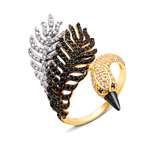 Золотое кольцо «Лебедь» с фианитами (13080/03/1/175)