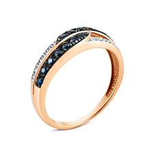 Золотое кольцо с бриллиантами и сапфирами. Артикул UG553542/01/1/10259