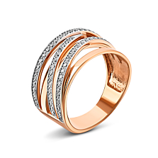 Золотое кольцо с фианитами.Артикул UG5119135710101