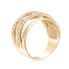 Золотое кольцо с фианитами. Артикул 12922/eu