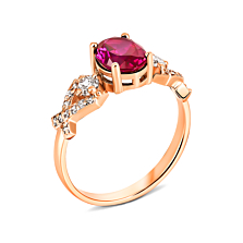 Золотое кольцо с рубином и фианитами. Артикул UG5КД4175КРуб