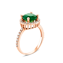 Золотое кольцо с зеленым ониксом и фианитами. Артикул UG5КД4039онз