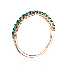 Золотое кольцо с зелеными фианитами. Артикул 13248/01/1/772