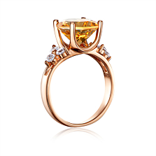Золотое кольцо с цитрином и фианитами. Артикул 530015/01/0/5722