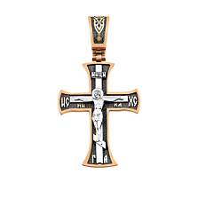 Золотий хрестик. Розп'яття Христове. Артикул UG511537-Ч