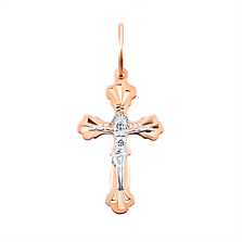 Золотой крестик с алмазной гранью.Артикул UG511516-М